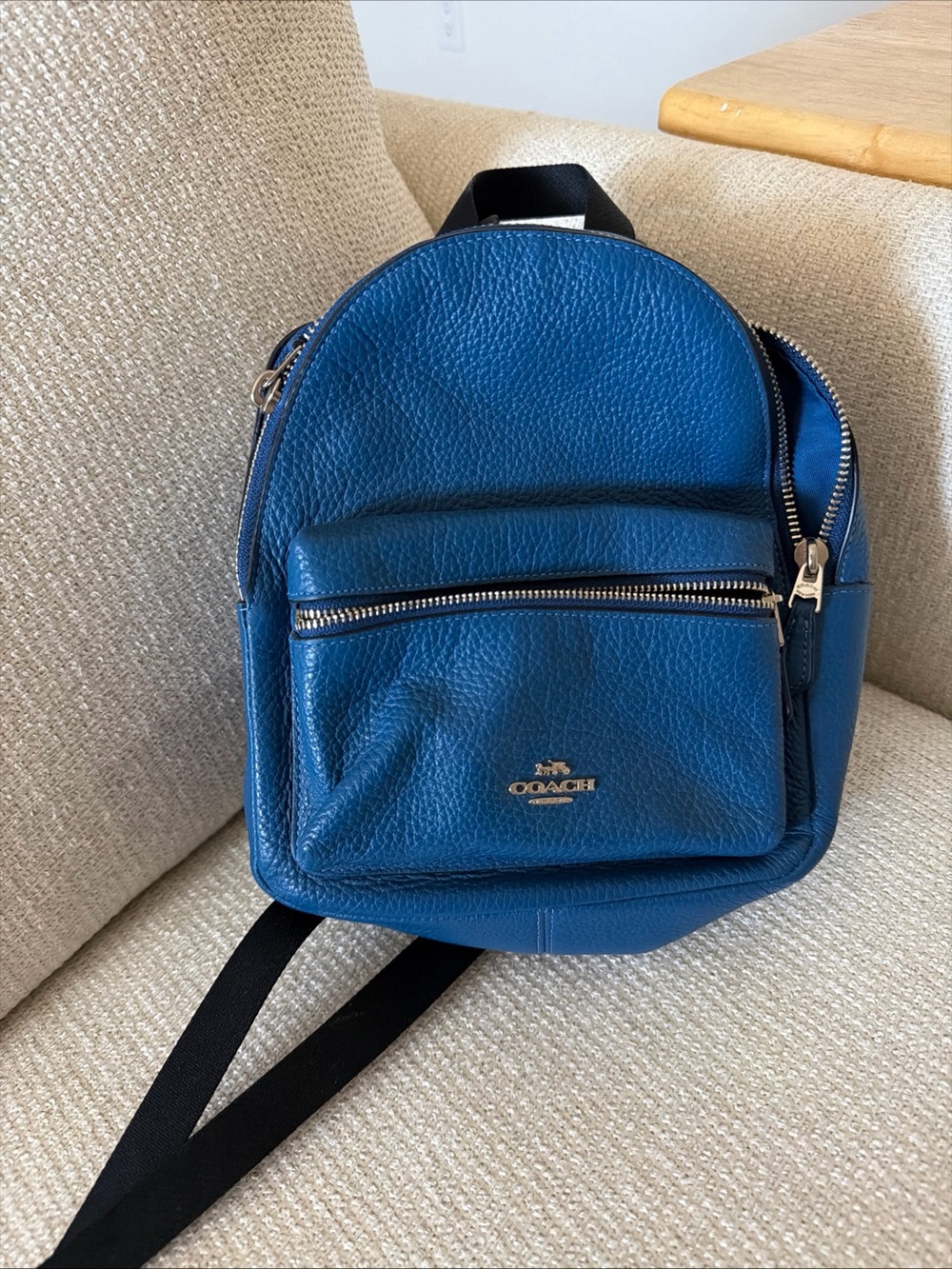 Coach Blue Pebbled Leather Mini Backpack beautiful blue! - Picture 1 of 6